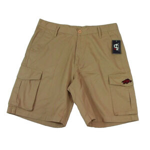 Arkansas Razorback J-AMERICA Mens Shorts Size Large Khaki Cargo Pockets Football